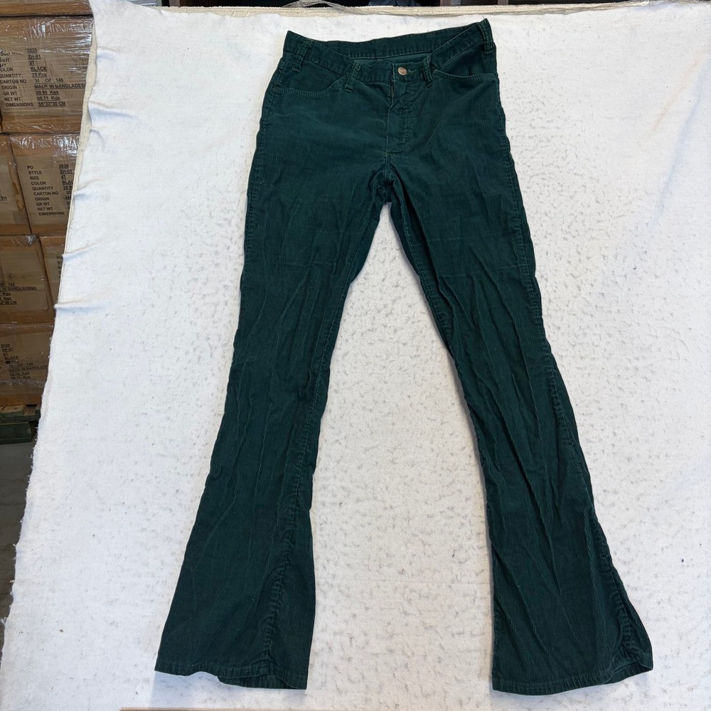 Wrangler Corduroy Pants Mens 30 Green Flare Leg Vintage Made in Canada